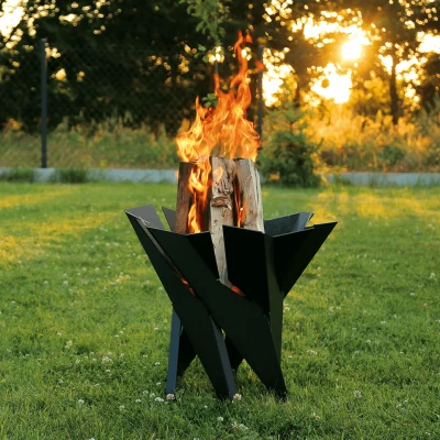 Feuerschale Φ82cm Feuerkorb mit Griffen Feuerstelle Terrasse Kamin Garten Rost 