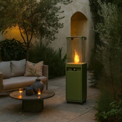 Faro Outdoor-Gaskamin in der Farbe Pale Green