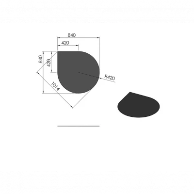 Tropfenförmige Bodenplatte aus schwarzem Stahl