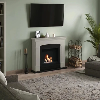 Hals Beige Bioethanol Kamin in minimalistischem und modernem Design
