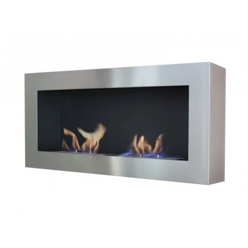 Großer Bioethanol Wandkamin aus stilvoller Edelstahl Großer Edelstahl Wandkamin