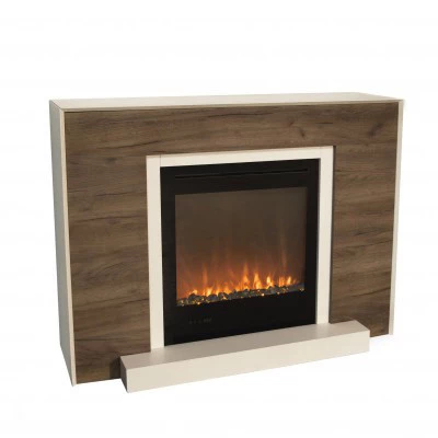 Quadratischer Elektrokamin von Marvik Elektrischer Kamin aus weißem MDF und Holzfarbe von Xaralyn