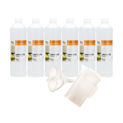 6 x 1 Liter Flaschen Qualitäts Bioethanol + Einfüllhilfe Bioethanol Starterset