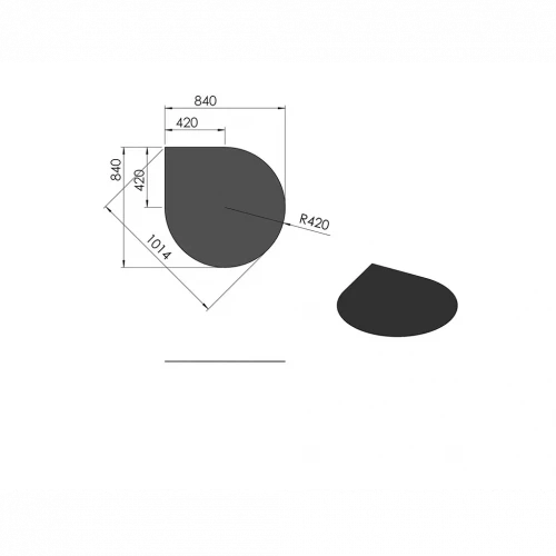 Tropfenförmige Bodenplatte aus schwarzem Stahl